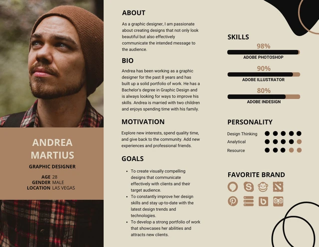 Black And Brown Modern Diagram User Persona Template
