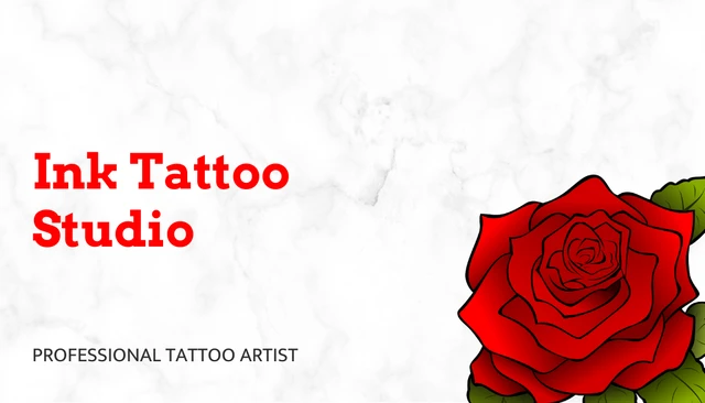 White Texture And Rose Tattoo Business Card - Page 1