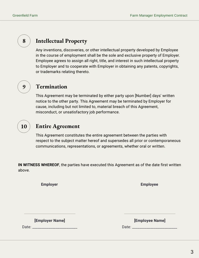 Farm Manager Employment Contract Template - صفحة 3