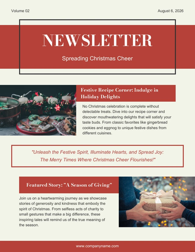 Beige And Red Modern Christmas Newsletter Template