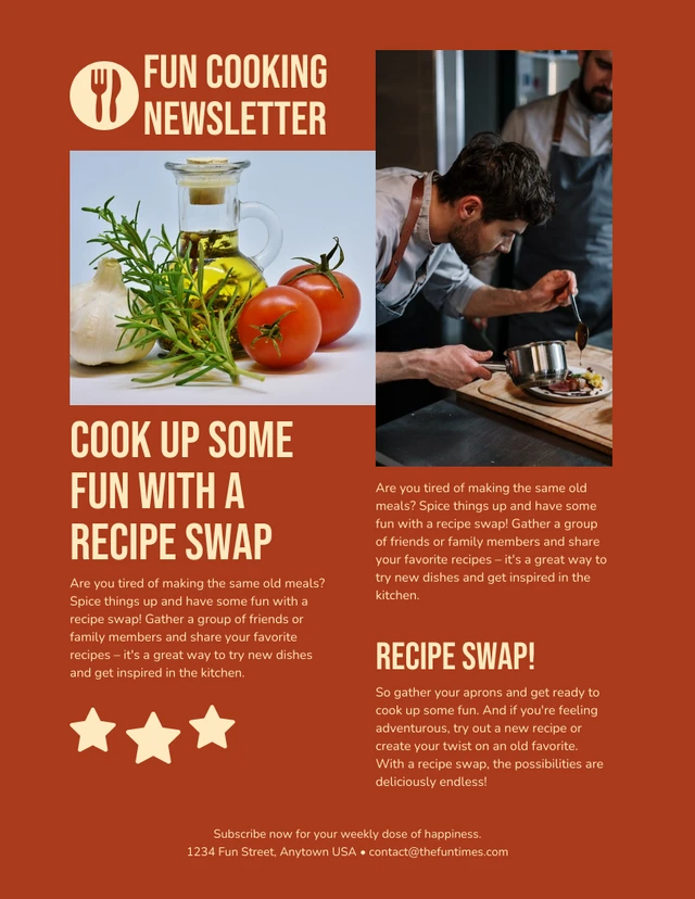 Brown And Light Yellow Modern Fun Cooking Event Newsletter