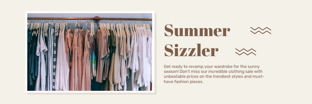 Beige Simple Summer Clothing Banner Template