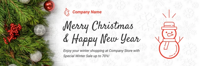 White Modern Professional Greeting Christmas Banner Template