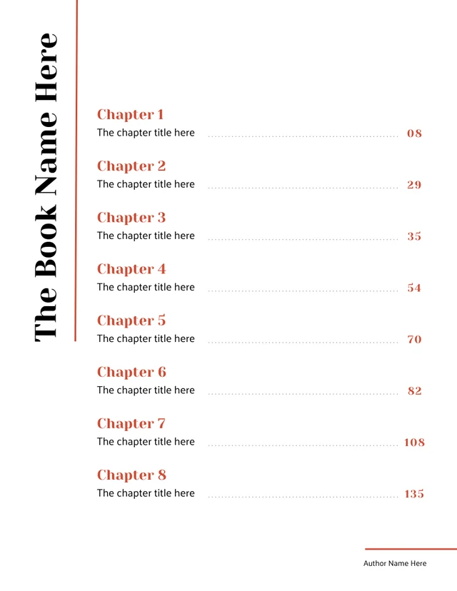 Red Book Table of Contents Template