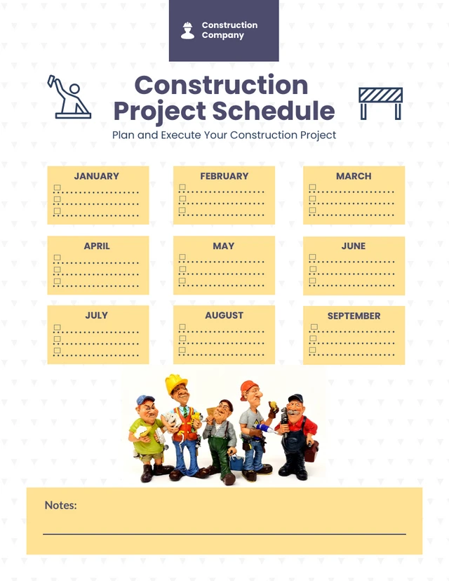 White And Light Yellow Simple Construction Project Schedule Template