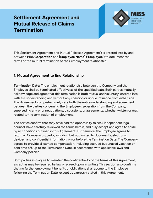 Settlement Contract Template - صفحة 1