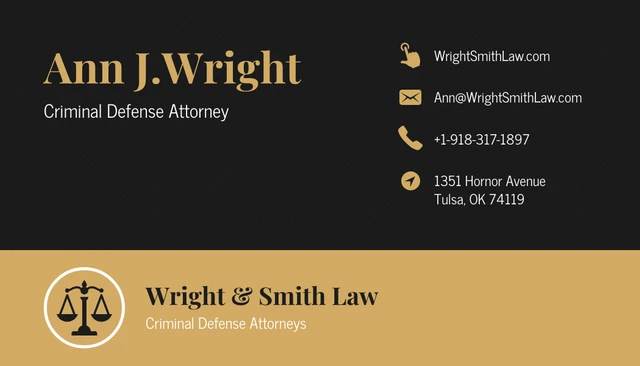 Gold Law Personal Business Card - Page 1
