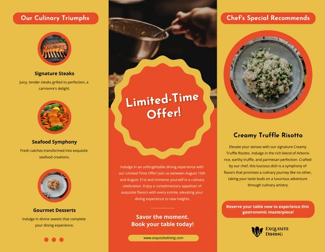 Simple Yellow and Orange Restaurant Tri-fold Brochure - page 2