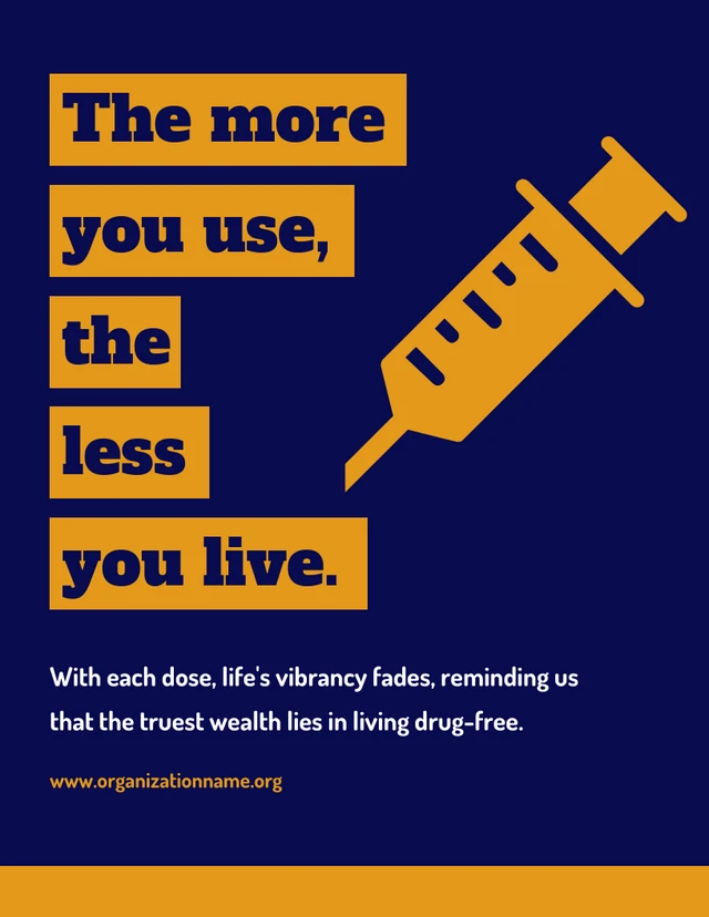 Navy And Yellow Simple Drug Awareness Poster Template