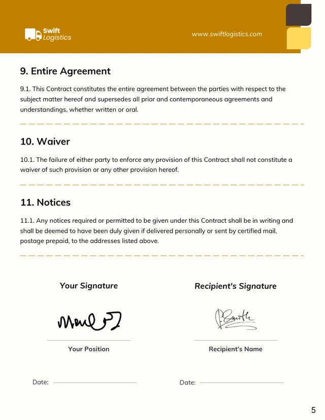 Delivery Driver Employment Contract Template - page 5