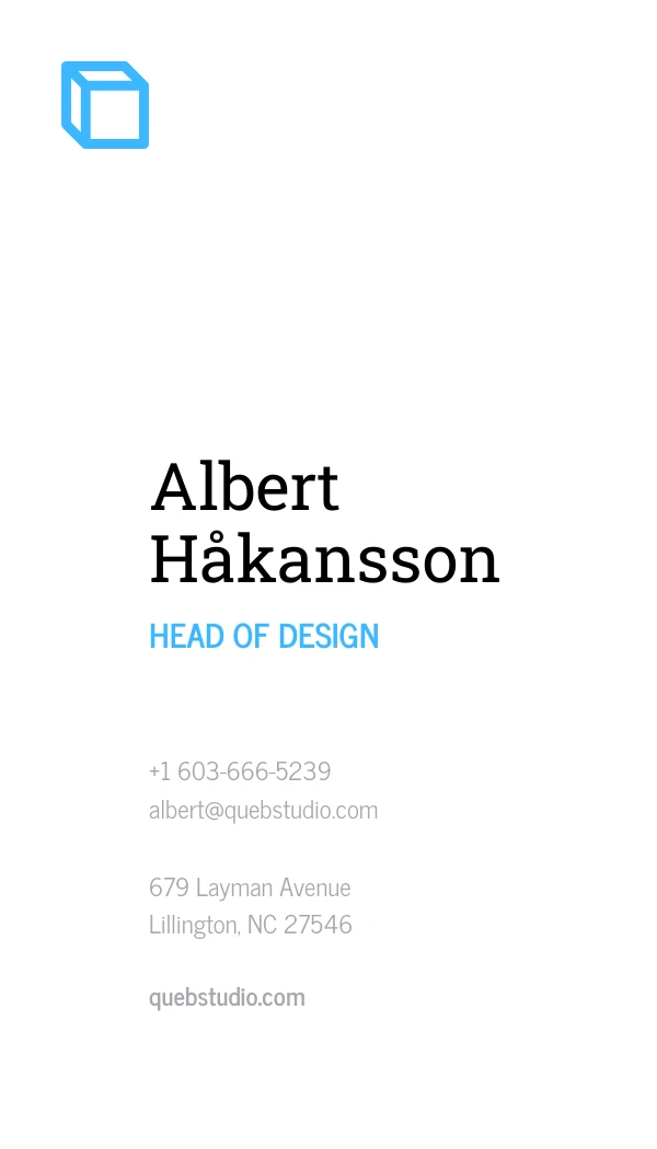 Minimal Blue Design Business Card - Seite 1