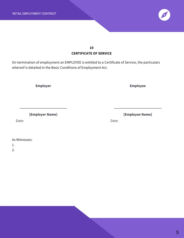 Retail Employment Contract Template - Pagina 5