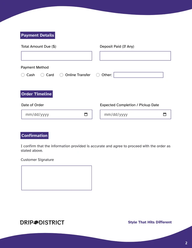 Apparel Order Form Template - Seite 2