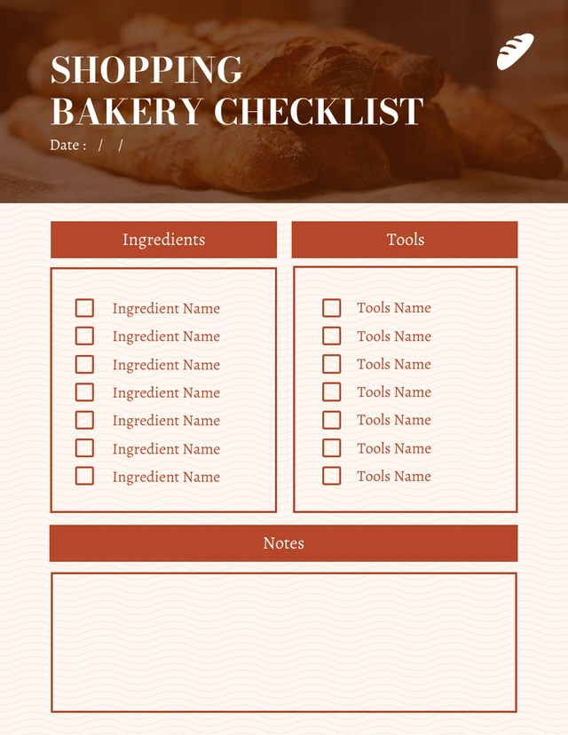 Beige And Brown Simple Shopping Bakery Checklist
