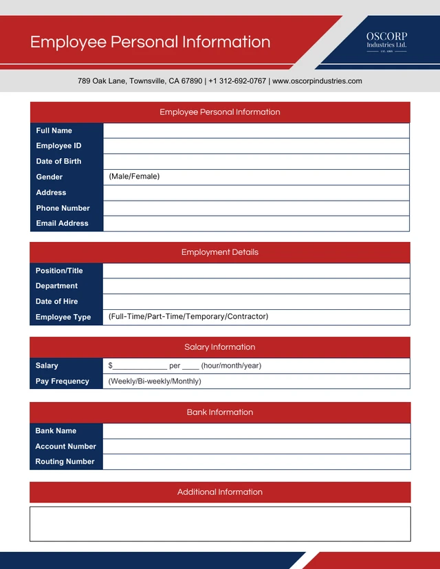Red and Navy Trapezoid Personal Forms Template