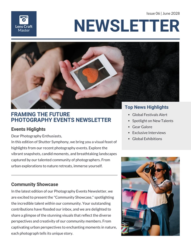 Photography Events Newsletter Template