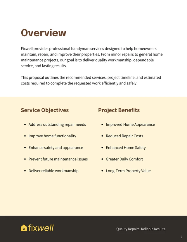 Handyman Proposal Template - صفحة 2