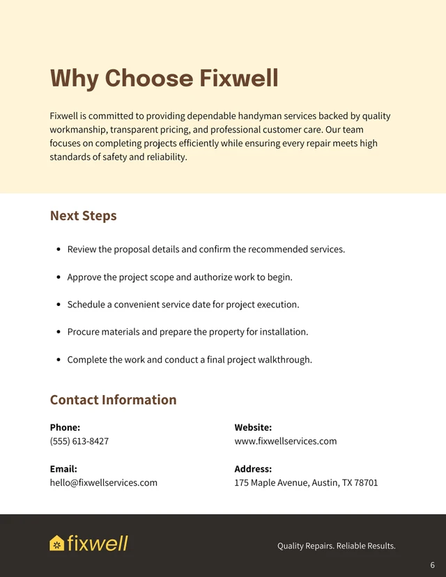 Handyman Proposal Template - صفحة 6