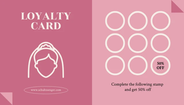 Pink Minimalist Beauty Loyalty Card - Page 1