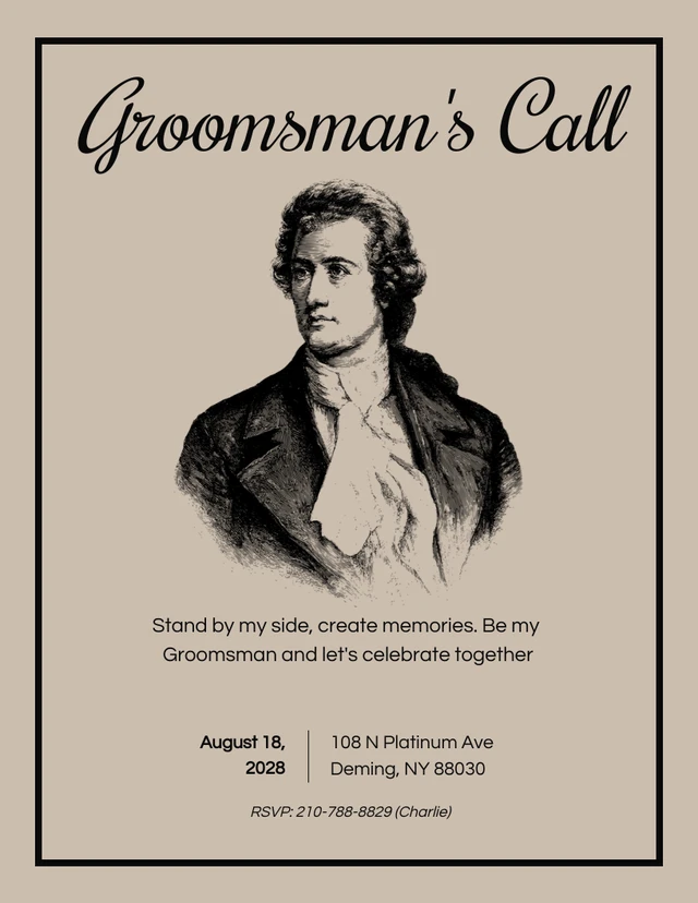 Brown Soft Vintage Groomsman Invitation Template