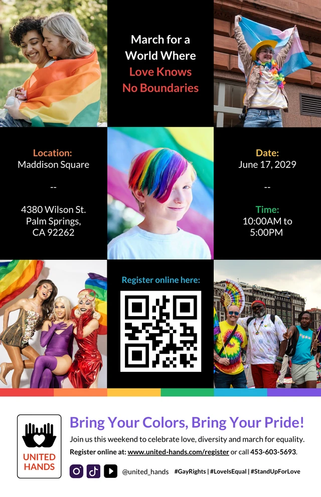 Plantilla de póster - marcha del orgullo por los derechos de los homosexuales