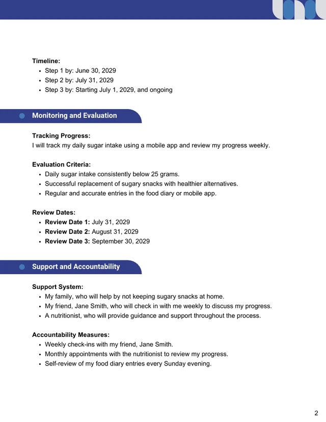 Health Behavior Change Contract Template - Seite 2