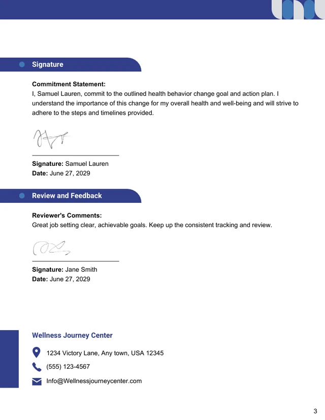 Health Behavior Change Contract Template - page 3