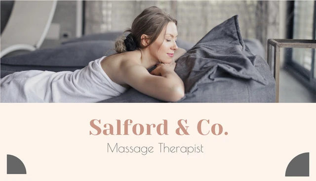 Beige Brown Massage Therapist Business Card - Page 1