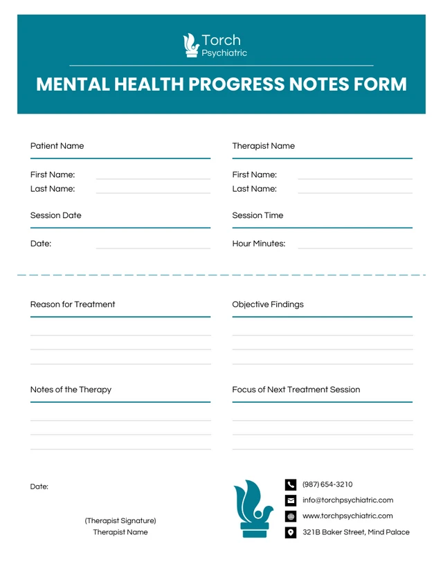 Modern Teal and White Health Forms Template