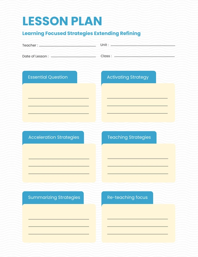Light Blue and Yellow Lesson Plan Template