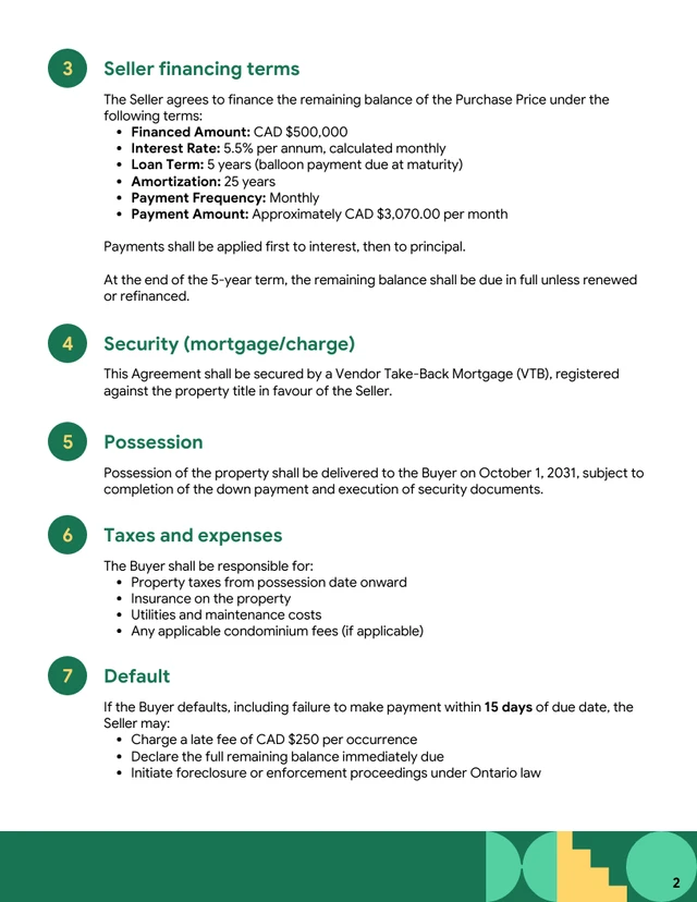 Owner Financing Contract - صفحة 2