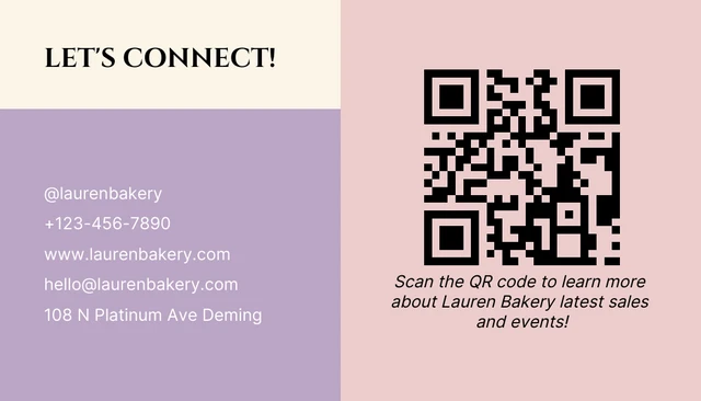 Light Yellow And Lilac Pastel Simple Bakery Business Card - Page 2