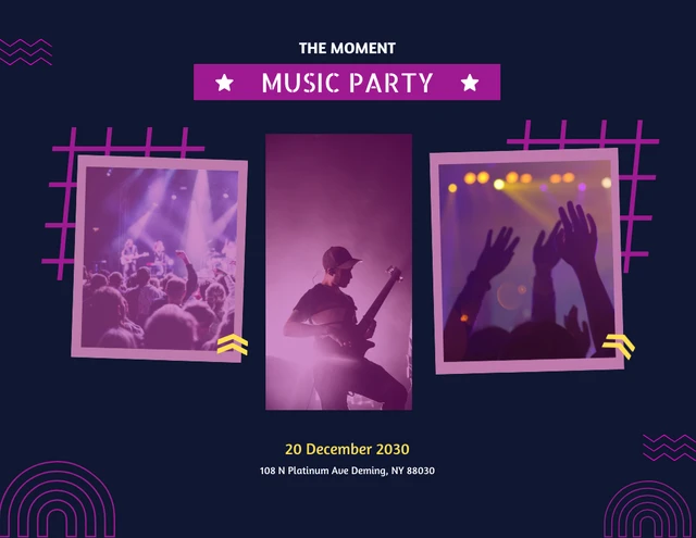 Black purple moment music party collage Template