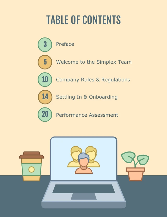 Illustrative Company Employee Handbook Table of Contents Template