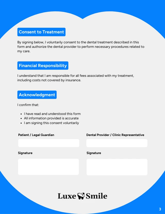 Dental Consent Form Template - Page 3