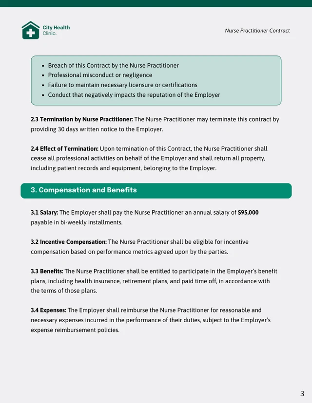 Nurse Practitioner Contract Template - Pagina 3