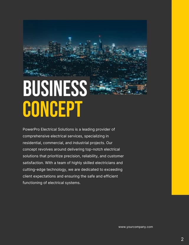 Black and Yellow Electric Business Plan - Page 2