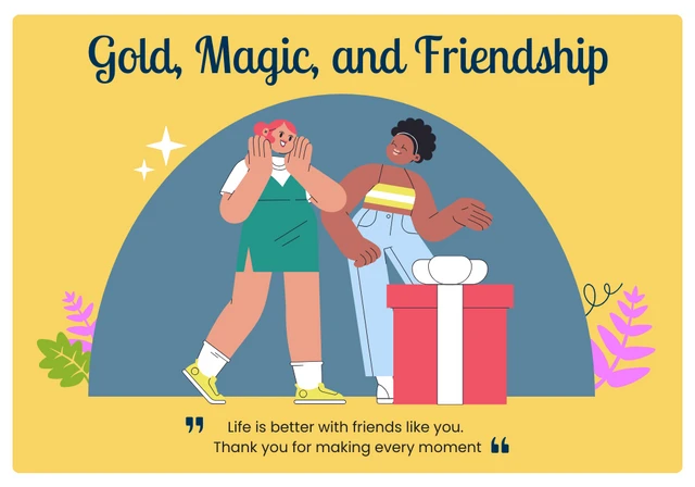 Fun Yellow Illustrate Friendship Card Template