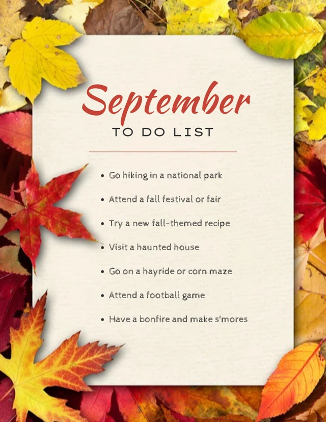 Orange Yellow September To Do List Schedule Template
