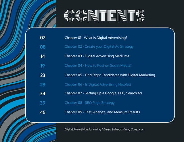 Retro White Paper Table of Contents Template