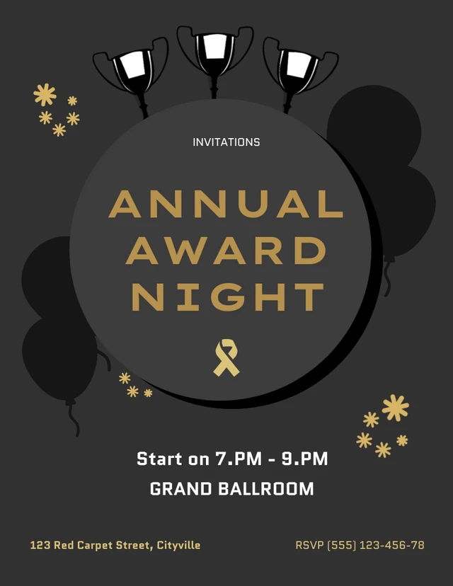 Black And Gold Awards Night Invitation Template