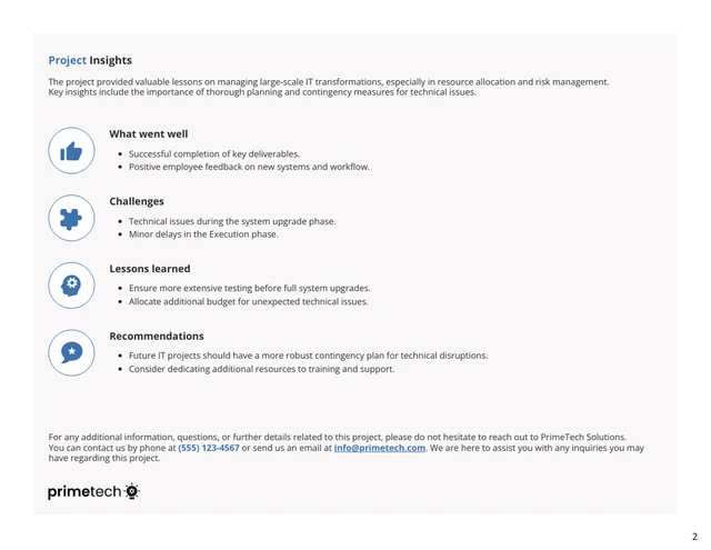 Project Closeout Report Template - Pagina 2