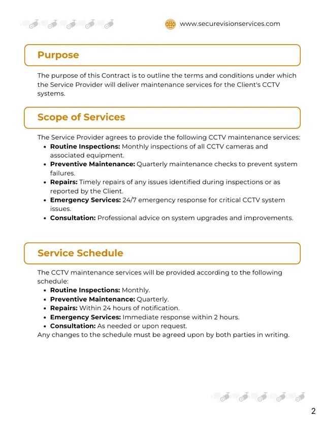 CCTV Maintenance Contract Template - صفحة 2