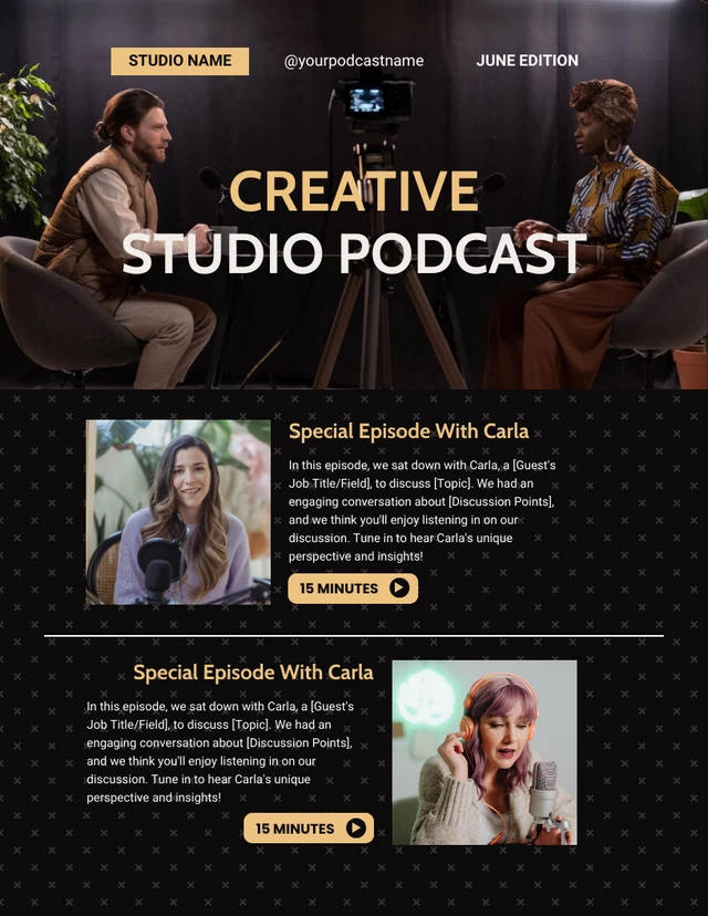Black And Yellow Modern Podcast Email Newsletter