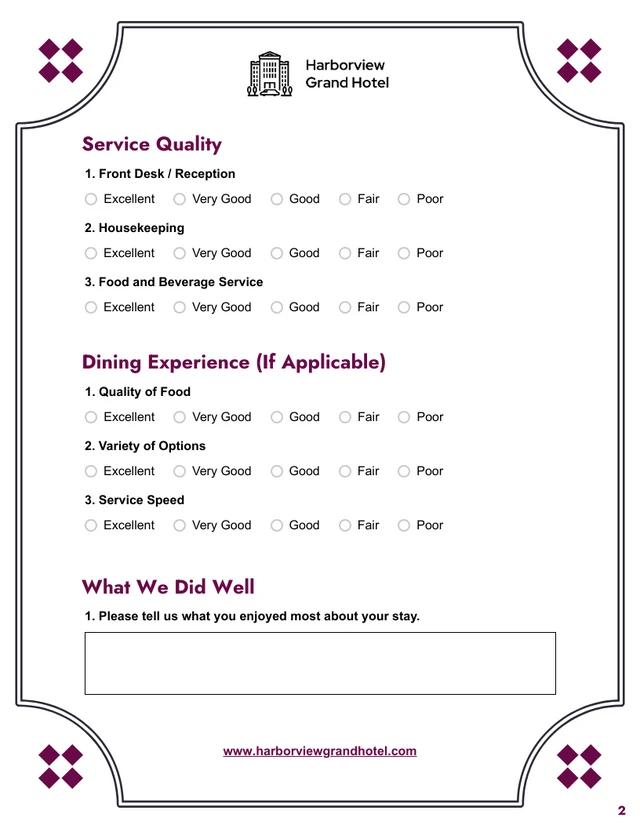 Hotel Feedback Form Template - Page 2