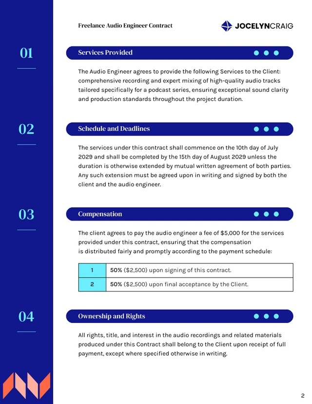 Freelance Audio Engineer Contract Template - Seite 2