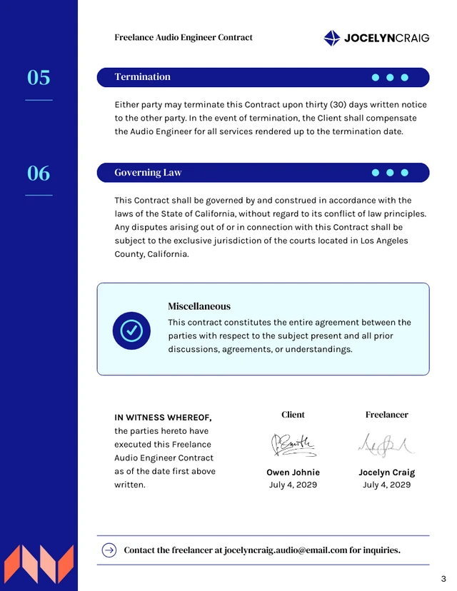 Freelance Audio Engineer Contract Template - page 3