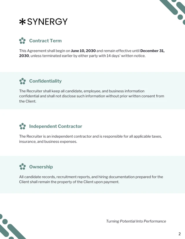 Freelance Recruiter Contract Template - page 2