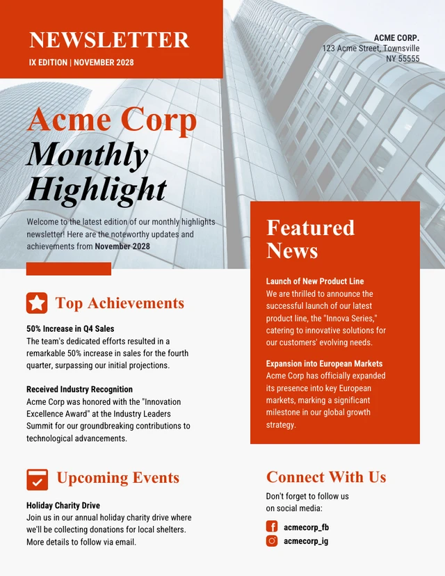 Monthly Highlights Newsletter Template
