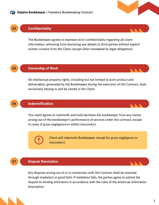 Freelance Bookkeeping Contract Template - Page 3